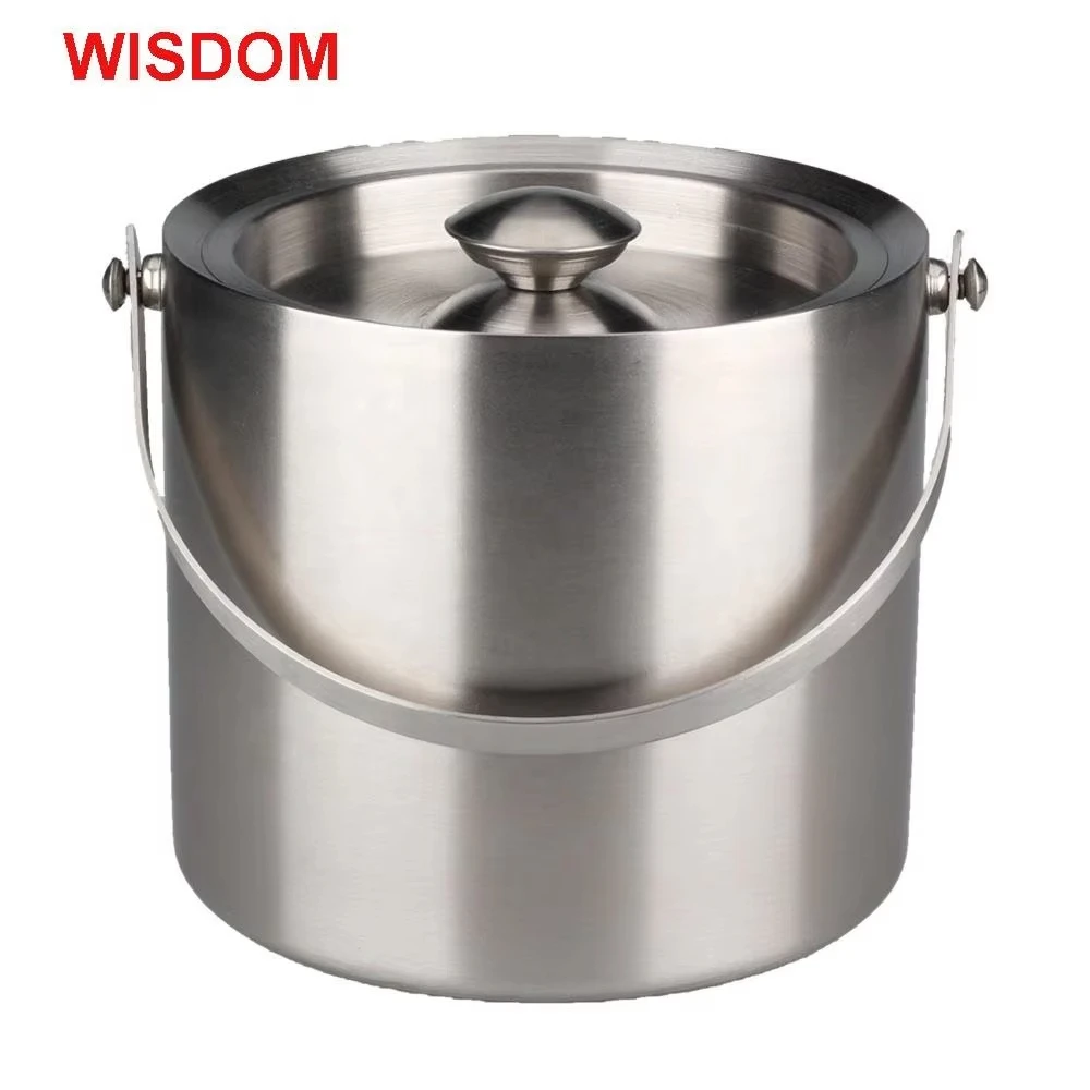 Hot Selling Portable Practical Double Ice Buckets Beverage Tubs Layer Straight Tube Handheld Ice Bucket Wine Bucket