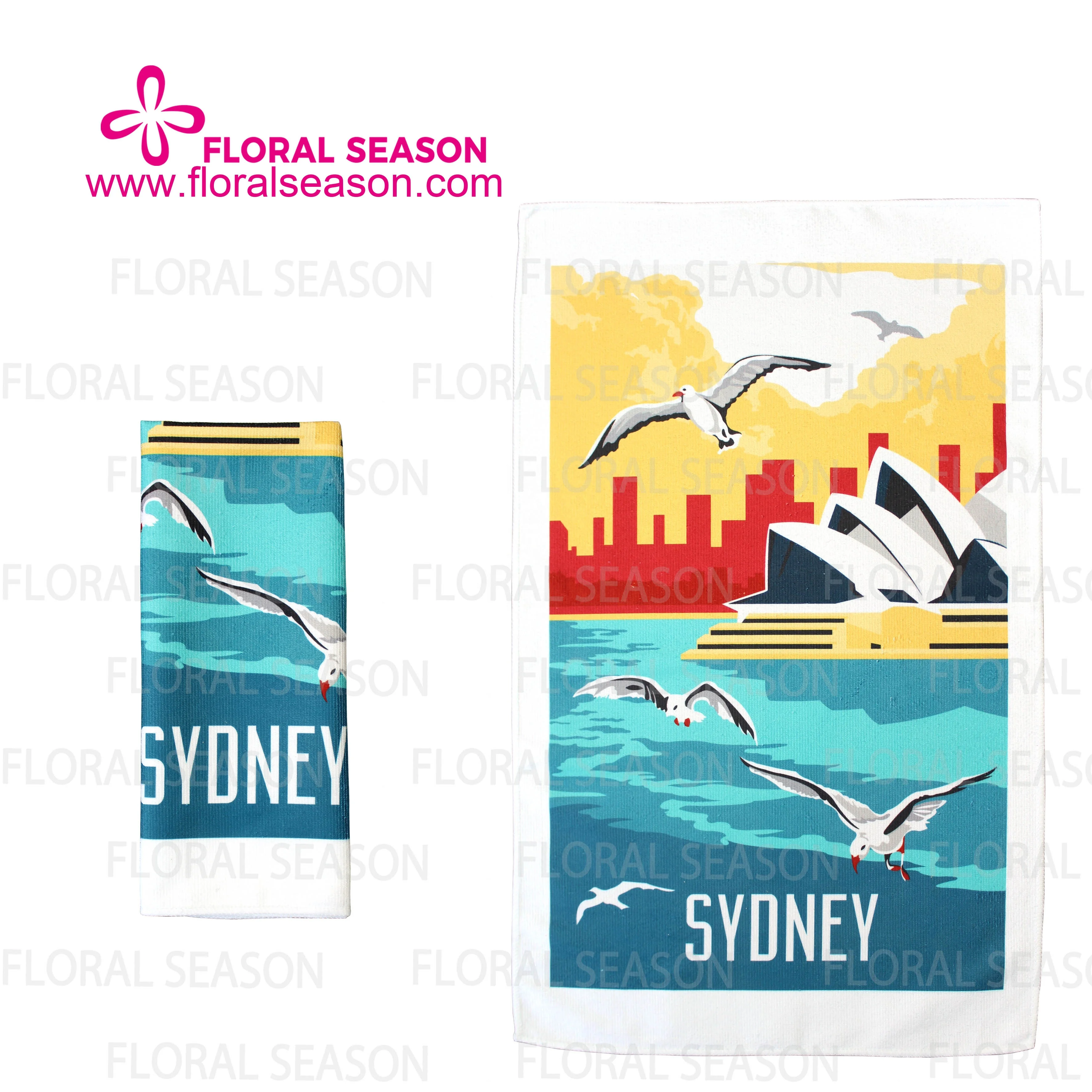 Digital Printed Polyester Custom Kitchen Dish Tea Towel Colorful Tourist Souvenirs