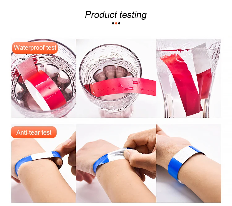Wholesale Blank Bracelet Waterproof Paper Wristband for Event Printable Vinyl Synthetic Paper Wristband Promotional Wristbands