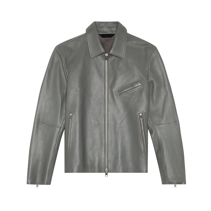 Wholesale Custom PU Motorcycle Zipper Leather Mens Jacket