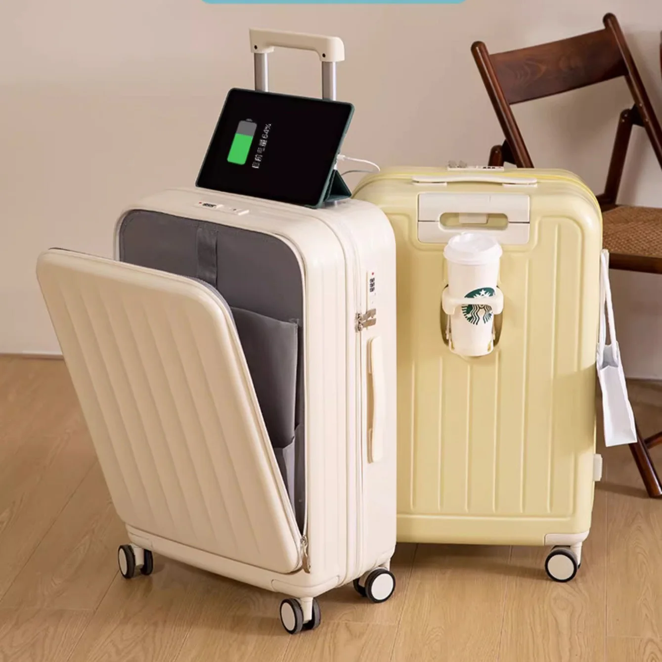 YX16771-ABS PC  Luxury Luggage with Aluminum Alloy Tie Rod   Fashion Luggage Factory Sale Package Fashion Luggage with Wheels