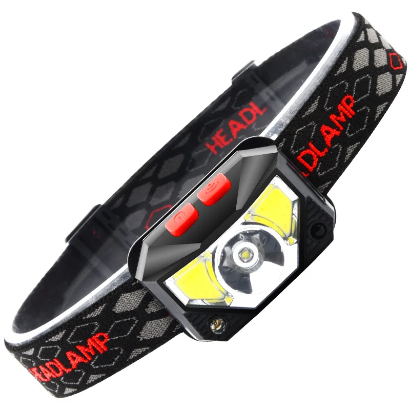 Rechargeable Torch COB LED Flashlight Sensor Head Lamp 6 Lighting Modes with Built-in Battery White and Red Color