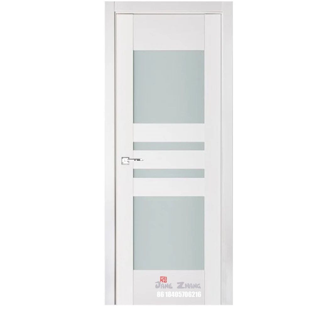 Luxury Interior Wooden Door Design White Color Solid Wood Three Panel Doors room door