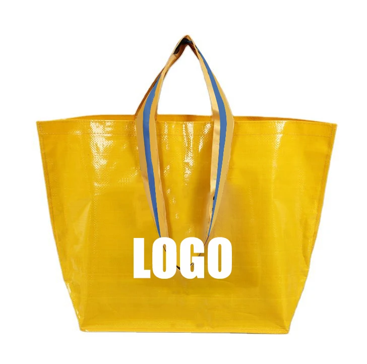 Reusable Waterproof Promotional Tote Bag Embroidery ECO Letter Pattern Printing Laminated PP Woven Bag With Custom Logo