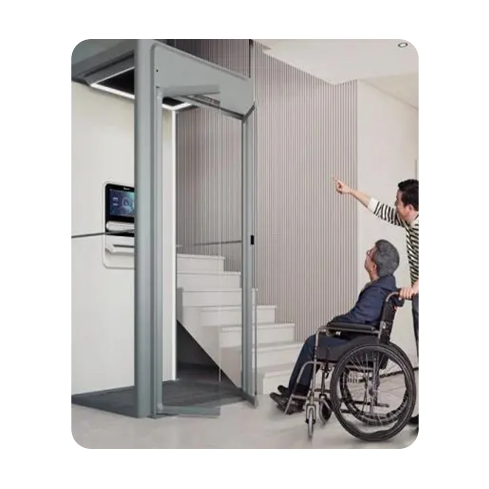 Residential Home Elevator Panoramic Glass Large Capacity 3 Stops Home Lift Stainless Steel Passenger Elevator