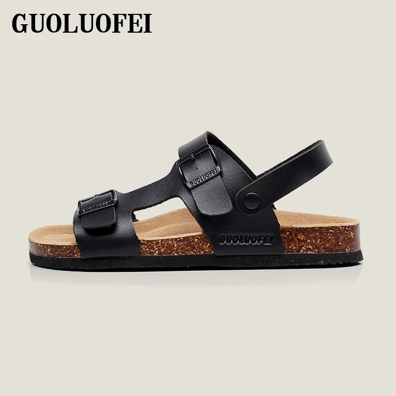 casual cork sandals men flat leather men sandals pu summer sandals for men