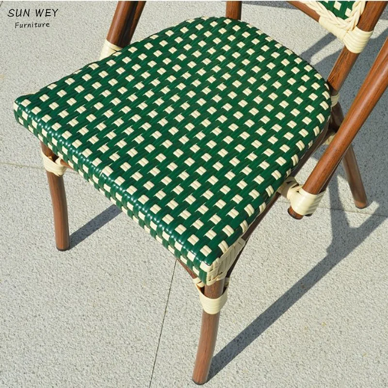 Outdoor Balcony Casual Rattan Bistro Chair Outdoor Backrest Rattan Designer Cafe Modern Simple Restaurant French Table And Chair