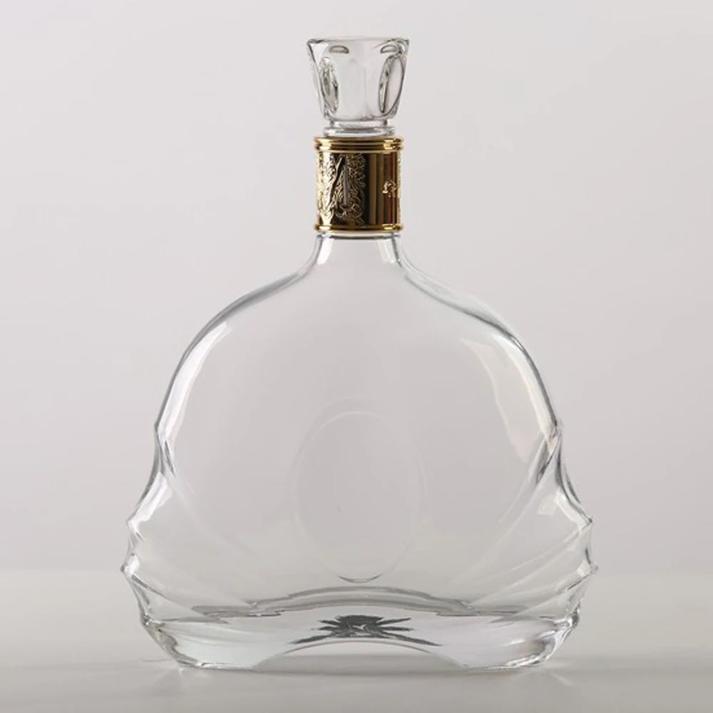 Custom XO Vodka Gum Tequila Whisky Gin Brandy Embossing Glass Bottles for Loading Liquid Storage