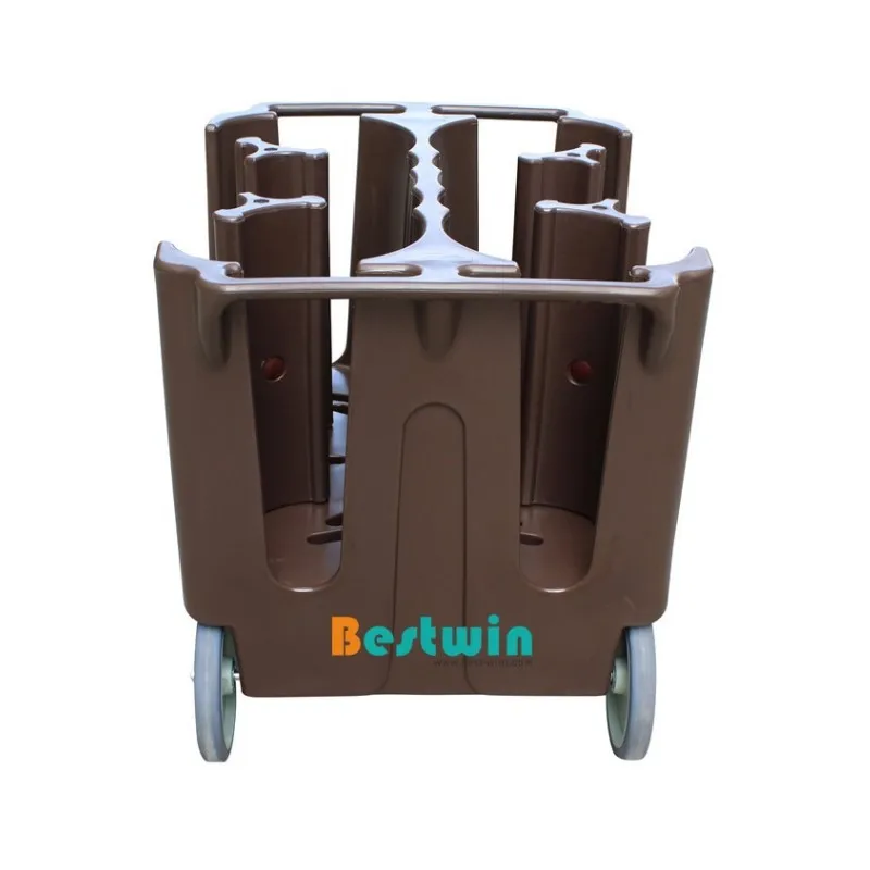 4 Column Restaurant Hotel Plastic Rotomold PE Polyethylene Store Plate Trolley Adjustable Dish Dolly Caddy
