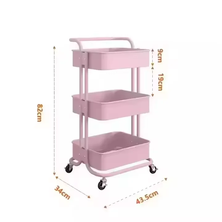 Multi-Functional Three-Layer Storage Shelf Modern Design Plastic Beauty Salon Trolley for Bedroom Apartment or Mall Furniture