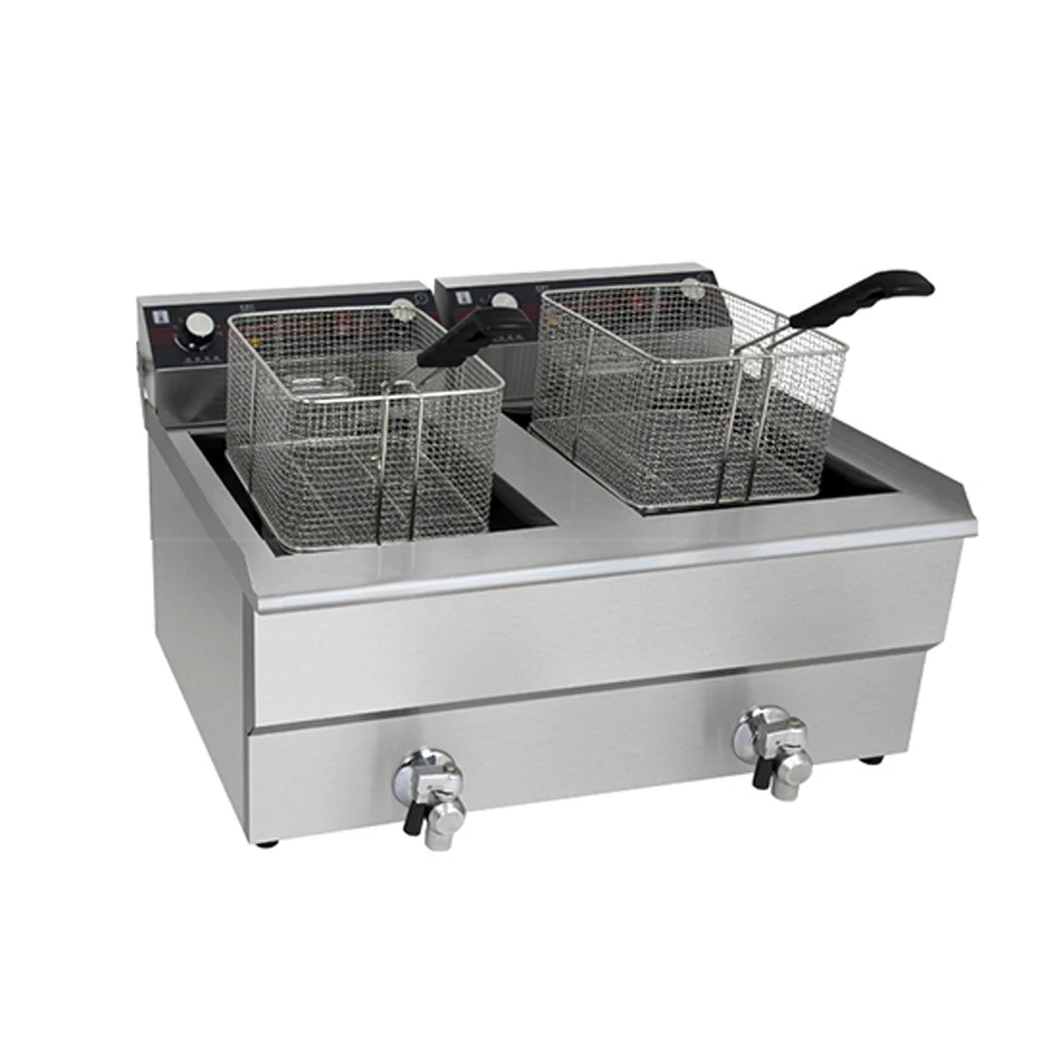 SC-181V-2 Electric Commercial Deep Fryer 18+18L with Choke Countertop Tank Basket Commercial Restaurant Kitchen