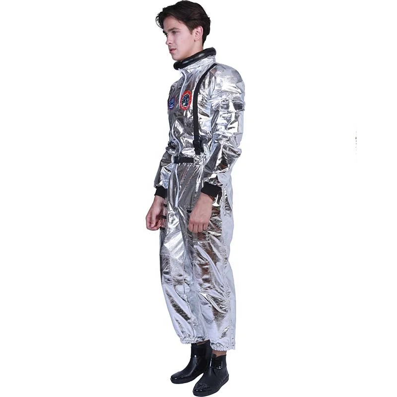 Family Halloween fancy dress silver cosmonaut cosplay adult kids spaceman astronaut costume