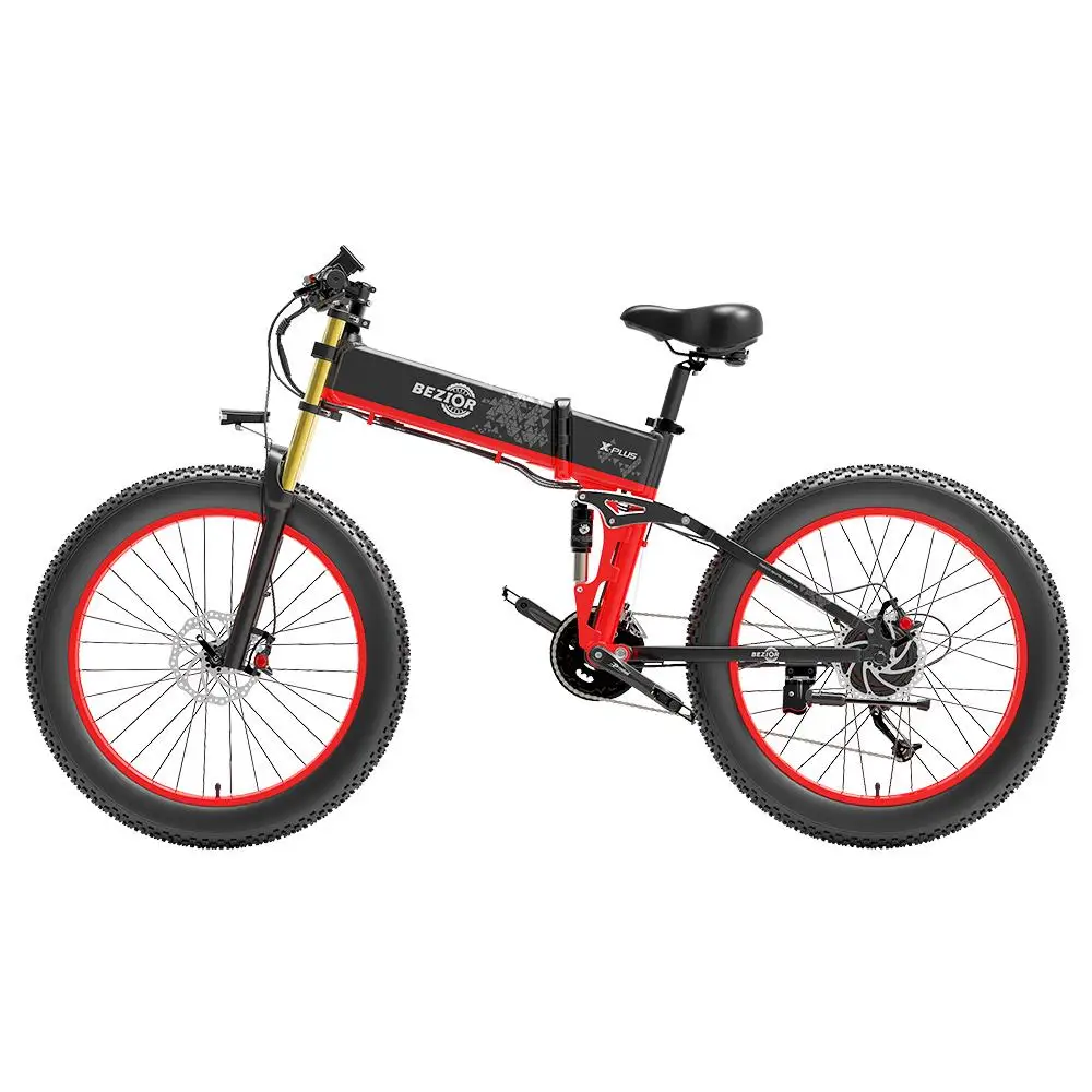 BEZIOR X-PLUS Hybrid Electric Bicyclette Adults 1500W Brushless Motor E Bikes Fat Tire Mountain Electric Bicycle