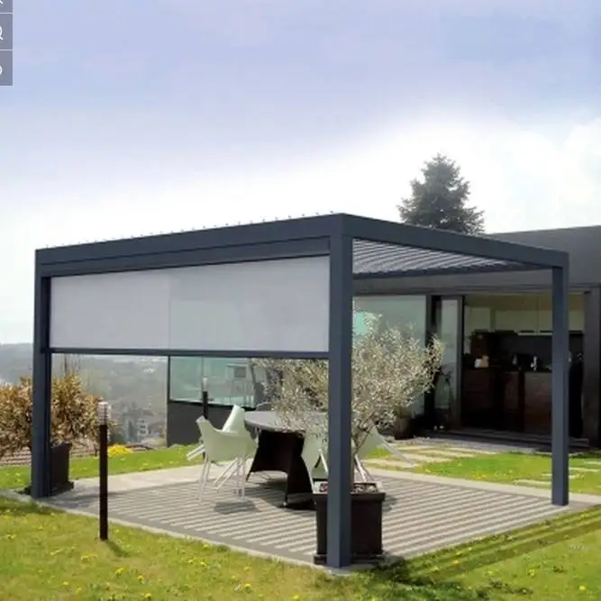 Garden Free Standing Waterproof Motorized Aluminio Louver Pavilion Gazebo Ultraviolet-proof Custom Bioclimatic Aluminium Pergola