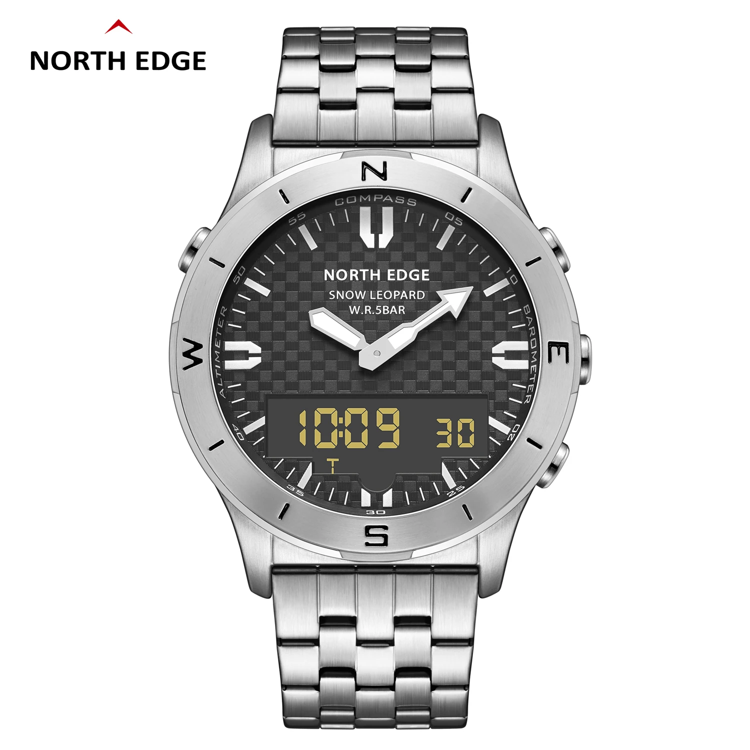 Смарт-часы North Edge мужские с леопардовым принтом спортивные цифровые деловые Роскошные компасом водонепроницаемость 50 м высотомером барометром