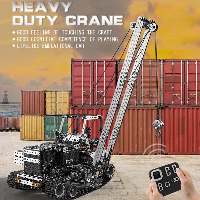 3D Metal Puzzle 1745PCS Metal Building Blocks Set Remote Control Crane Truck Model Engineering Car DIY Assembly Toys For Adults