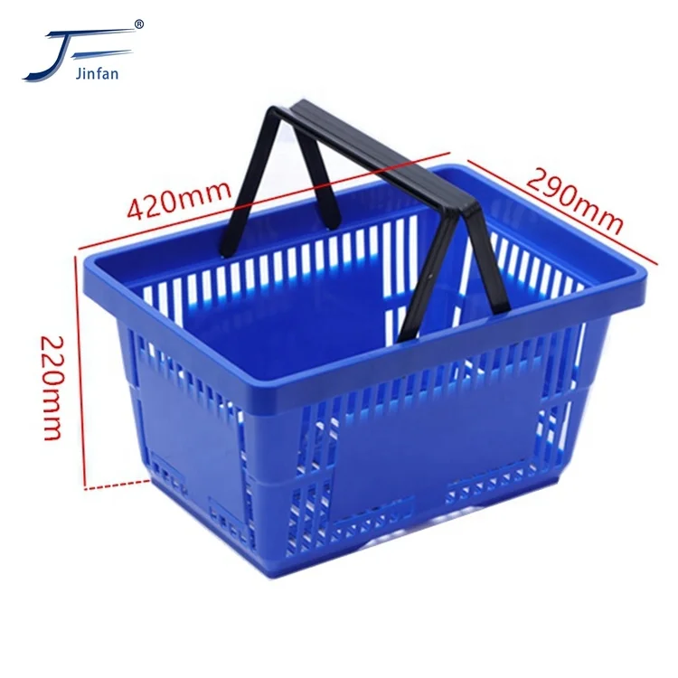 retail shop supermarket store small plastic shopping hand basket with inside handle  customized by direct factory