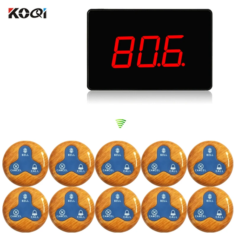 Quiz Buzzer Button System 3Keys 100% Waterproof Button And Small Display Hotel Room Service Equipment 1 screen 10 buttons