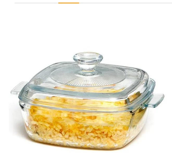 Glass Casserole Dish with Lid Oven Safe Square Casserole Dish Microwave Bowl Casserole Cookware Modern Sustainable Customized