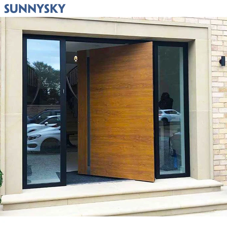 Роскошный дизайн входной двери Sunnysky внешняя безопасность передняя Поворотная дверь Современная входная
