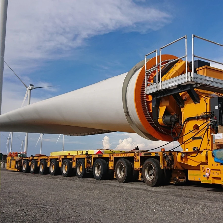 Telescopic Windmill Blade Equipment Flatbed Wind Turbine Blades Truck Trailer with Adapter