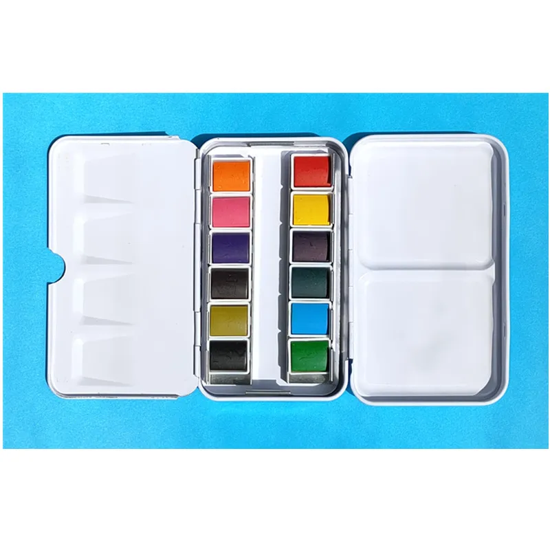 12/24/36 colors solid watercolor paint set in white tin box