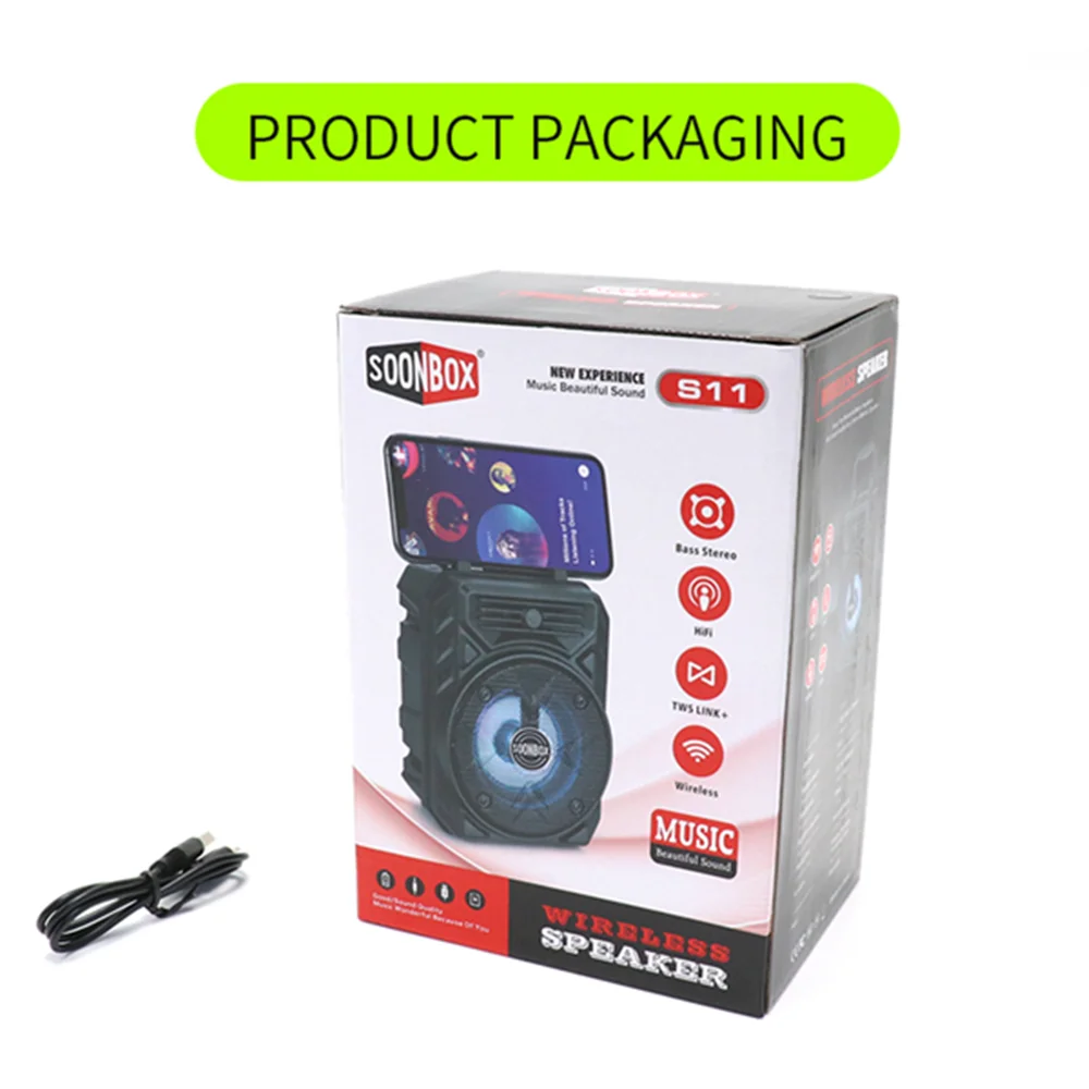 Original 3inch Led Light Wireless Speaker Tws Stereo Sound Amplifier Portable Led Light Speaker