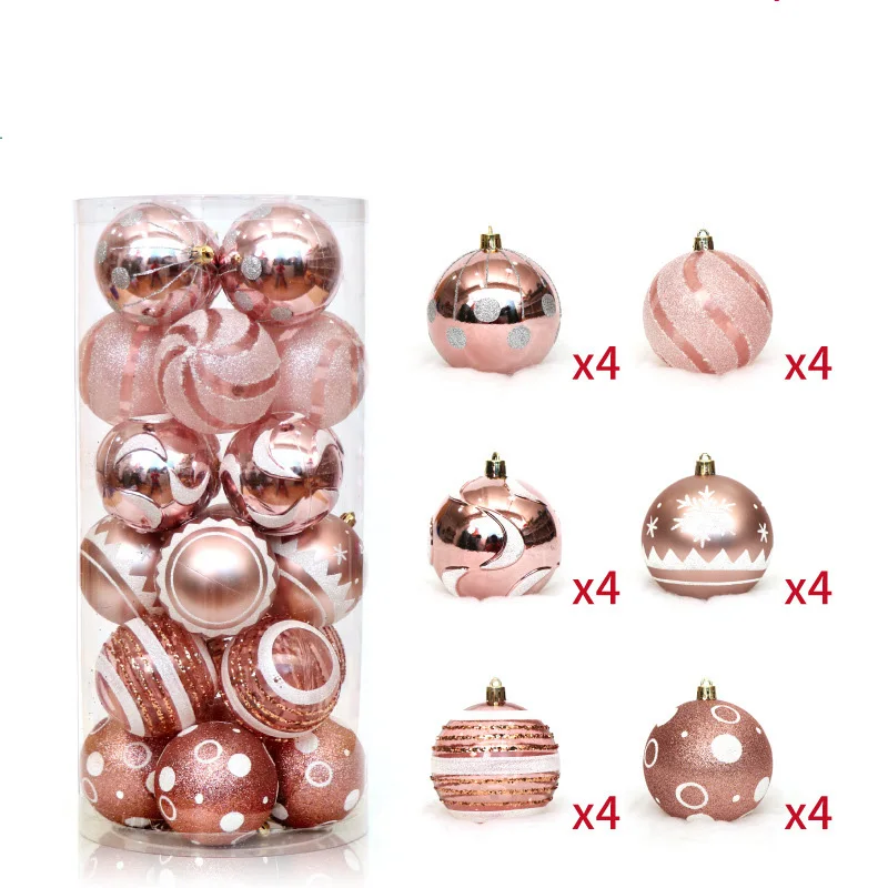 Christmas Decorations 6cm 24pcs PVC Barrelled Painted Christmas Ball Set Christmas Tree Pendant Decoration