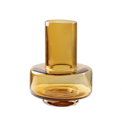 Стеклянная ваза Merlin с витражом в скандинавском стиле, стеклянная ваза-цилиндр янтарной резки для украшения ВАЗ