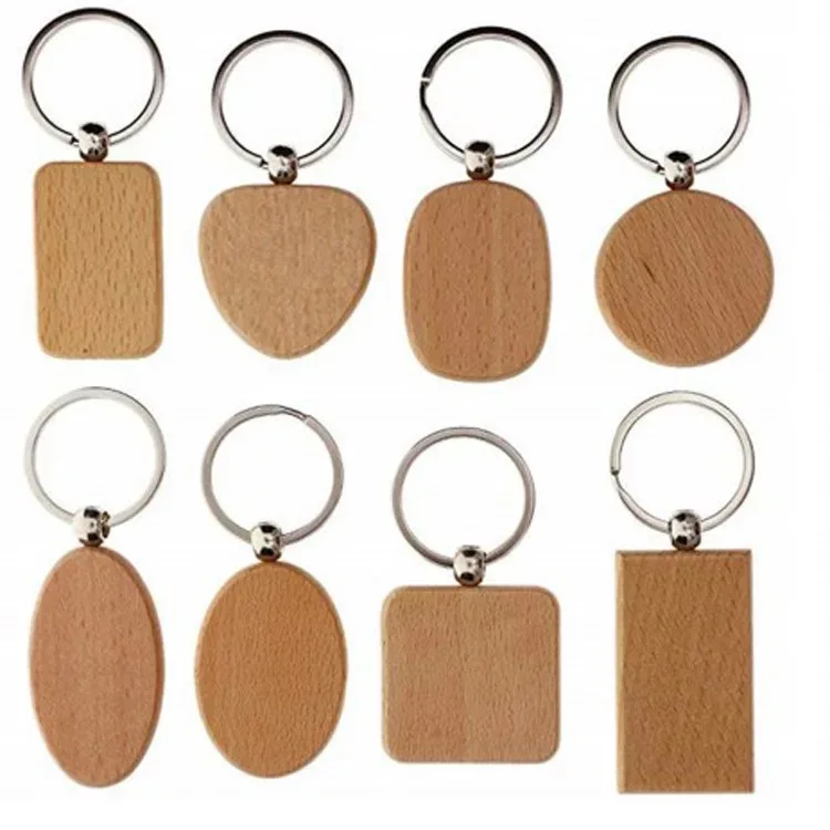 Custom Engraved logo High Quality Key Chain Heart Shape Blank Wood Keychain
