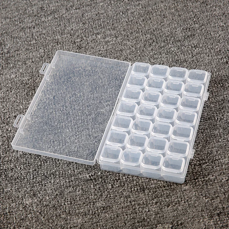 Rectangle Spot 28 Grid Flip Transparent Plastic Box Diamond Painting Storage Box