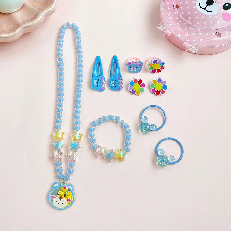 Hot Sale Little Girls Jewelry Set Kids Play Rings Necklaces Bracelets for Toddler Girl