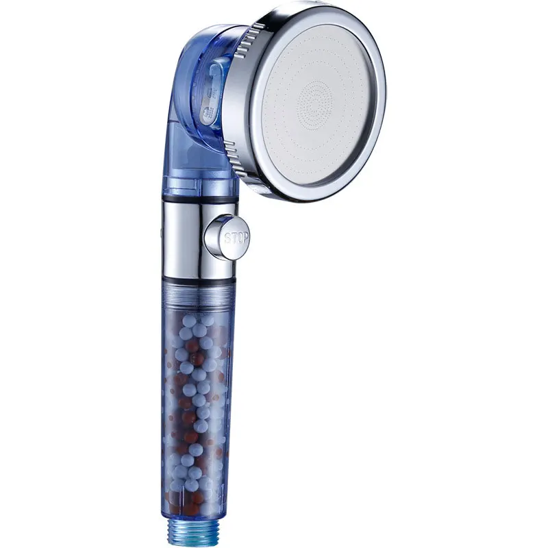 New 2022 High Pressure Spinning 360 Degrees Rotating Fan Hand Showerhead With Small Turbo Fan Water Spray abs Shower Head