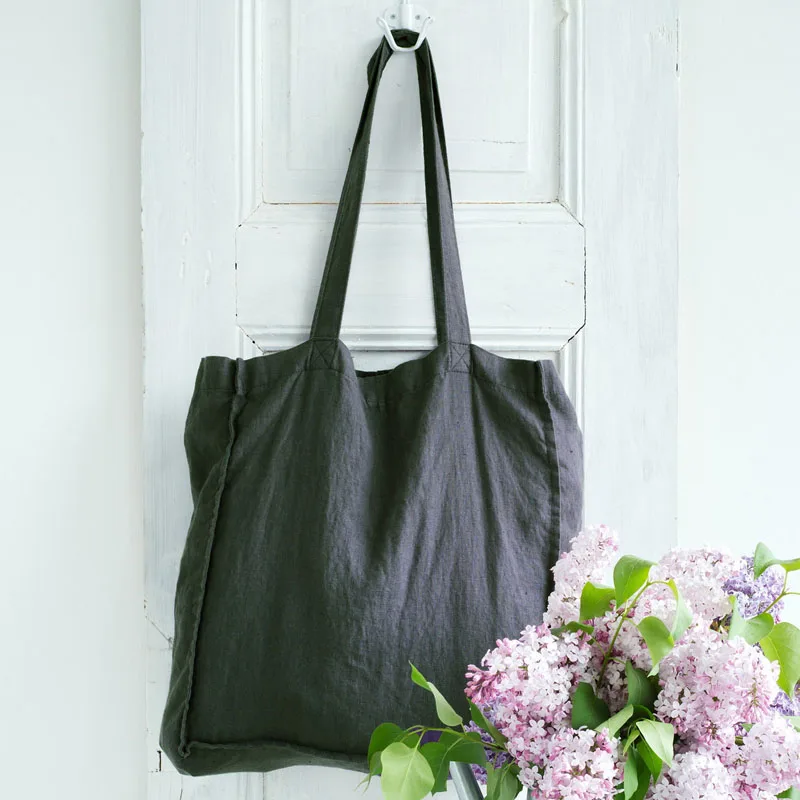 Hot Sale Eco Large Capacity Simplicity Shopping Pure Color Cotton Linen Tote Bag
