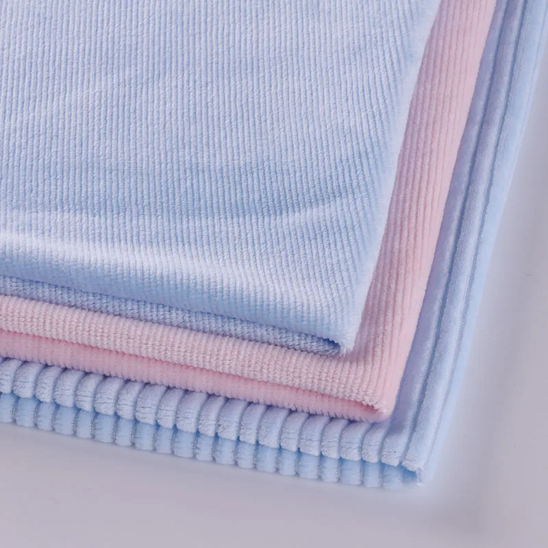 Stretch super soft blue and pink velour stripped cut velvet upholstery fabric
