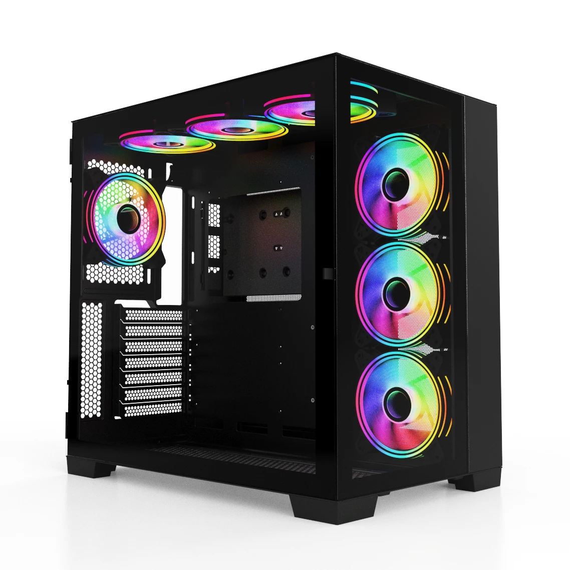 SAMA latest cube case double-sided glass atx gaming case cube ventaliation holes  atx case