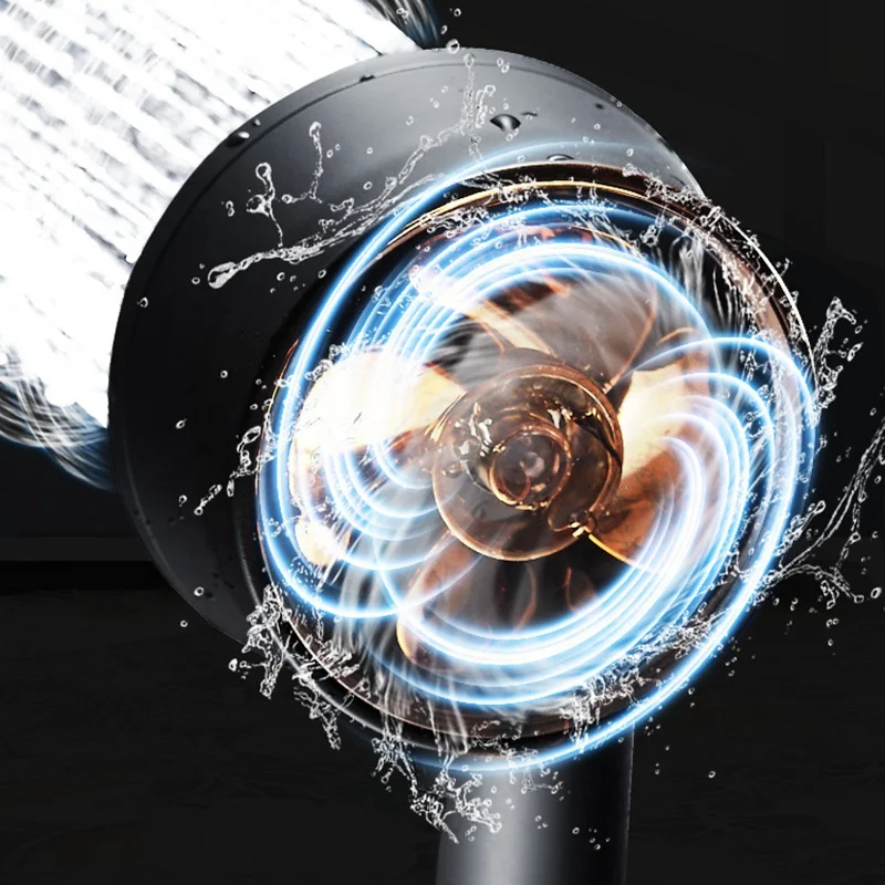 bathroom high pressure propeller vortex hydro turbofan 5-function water saving abs shower head  handheld with turbo fan booster