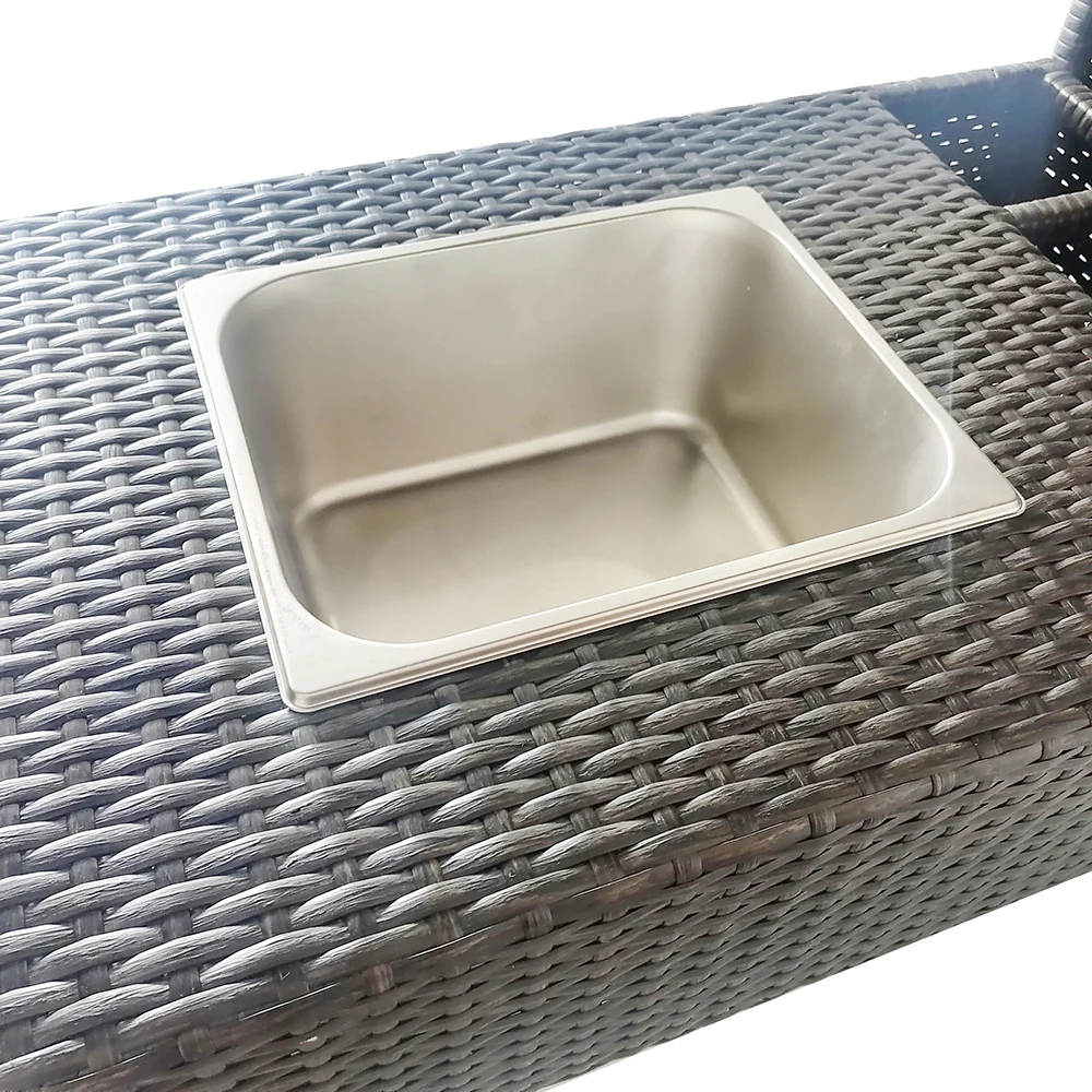 Factory Wholesale Clear Acrylic Rattan Bar Cart with Glass Tabletop and Stainless Steel Connector Green Silver Gold Silkscreen