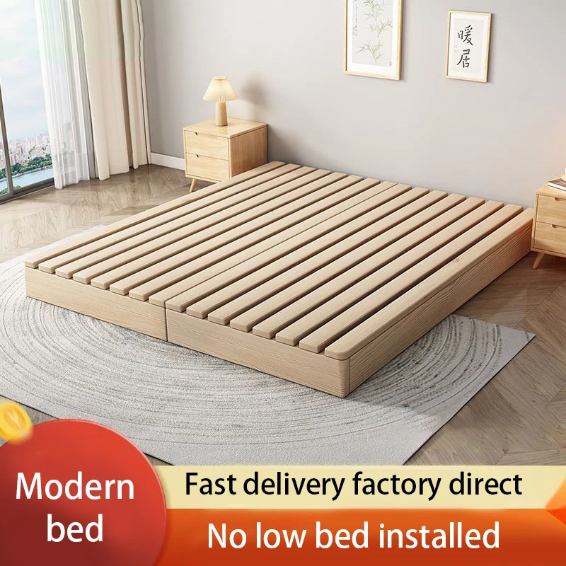 Nordic Modern Minimalist style solid wood bed without bed head tatami Floor Sleeping Bed frame