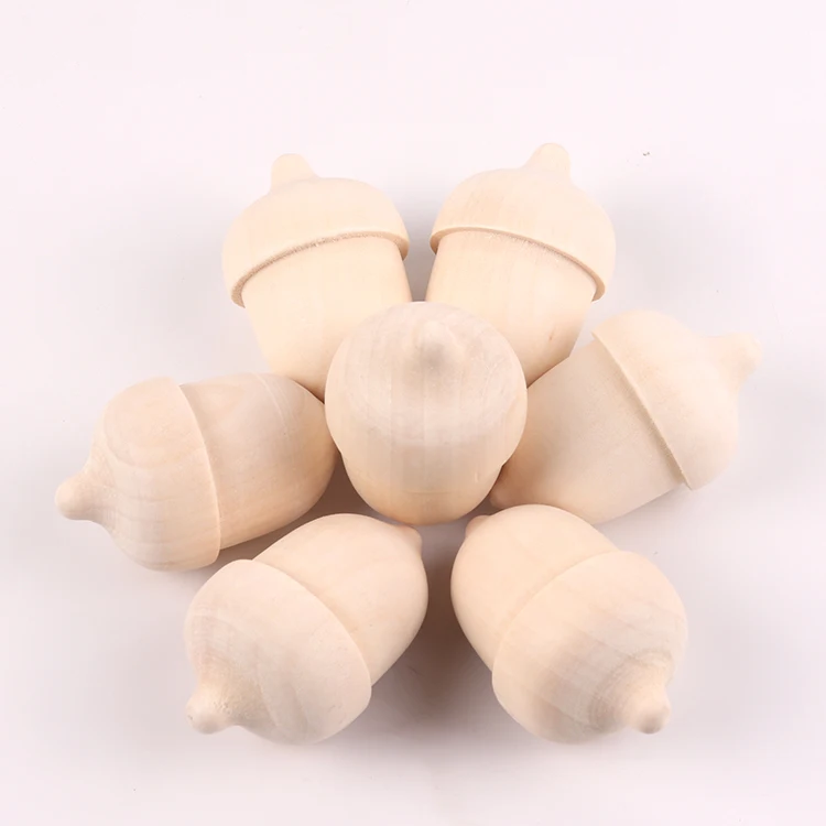 Wholesale small crafts home decor unfinished wood ornaments wooden mini acorn for kid diy painting