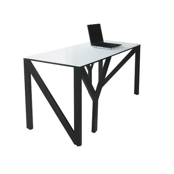 
Modern and simple glass black powder-coated metal computer desk 