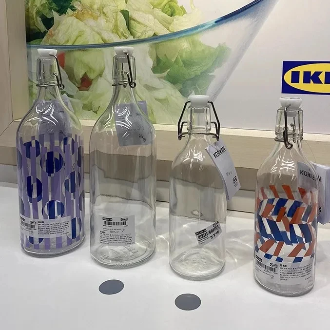 Custom logo 250ml 500ml 750ml 8oz 16oz 32oz Clear Drink Beer Wine Water Bottles Glass Swing Top Bottle with Airtight Stopper Cap