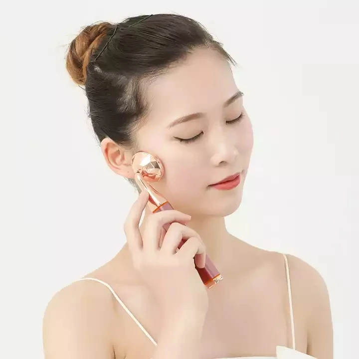 24k Gold Energy Beauty Bar LED Rose Quartz Facial Jade Roller Electric Vibrating Massage For Double Chin Reduce Face Lifting