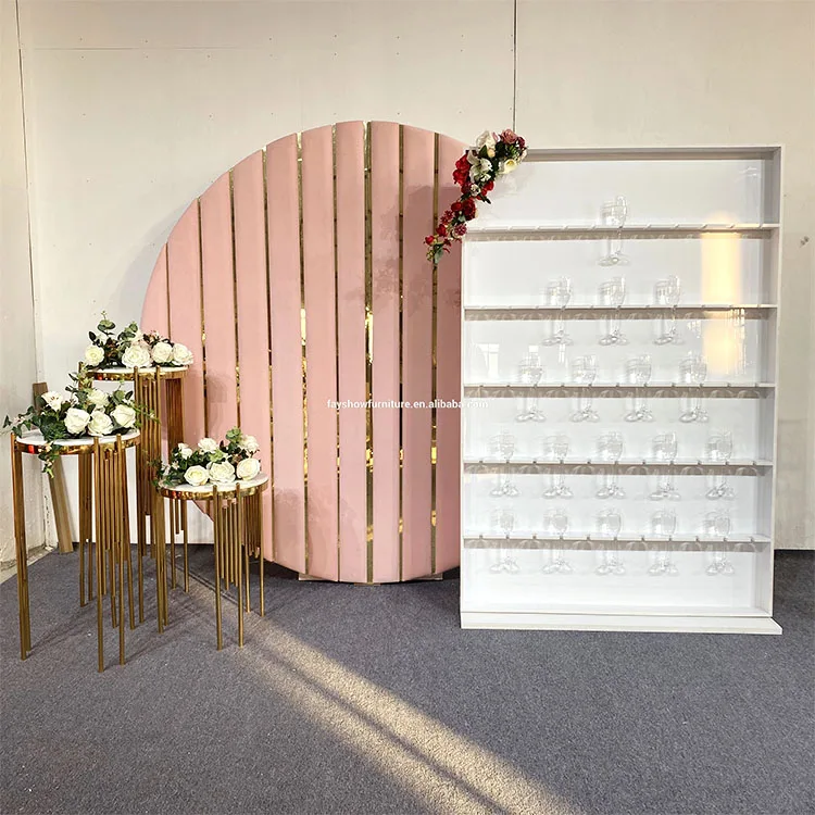 Clear Floor circle Perspex Champagne Wall Mount Clear Acrylic prosecco Wine Glass Cups Display Stand Rack Wall for Wedding