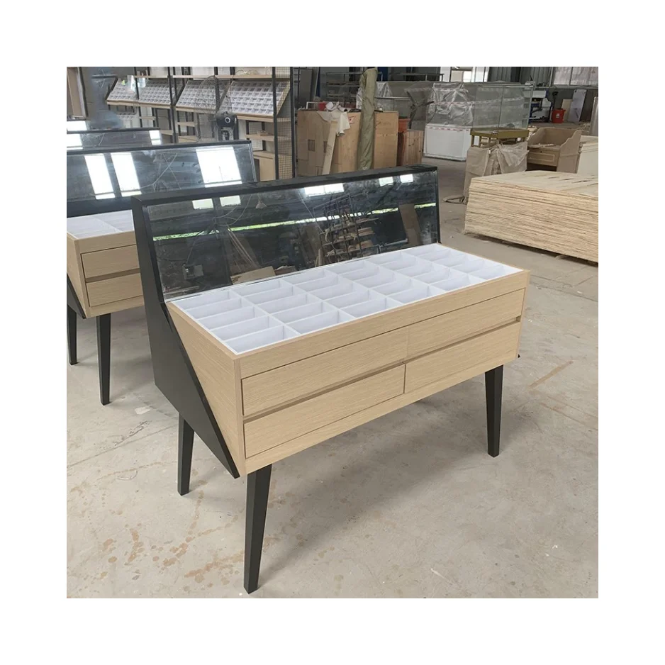 wholesale Eyeglasses Shelf Decoration Eyewear Cabinet Optical Shop Wooden Sunglass Display Stand Showcase mall kiosk
