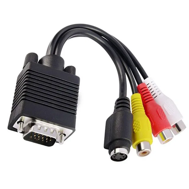 VGA SVGA to 3 RCA S-Video TV AV Out переходник Кабель для ноутбука