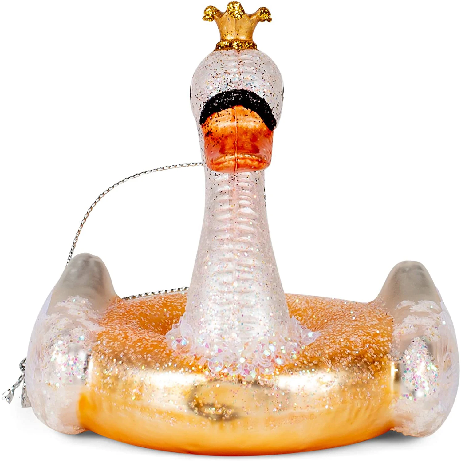 Hot Sale Mini Glass Decorative Swan Swimming Circle Painted Ornament For Christmas Tree Ornament Eco-friendly