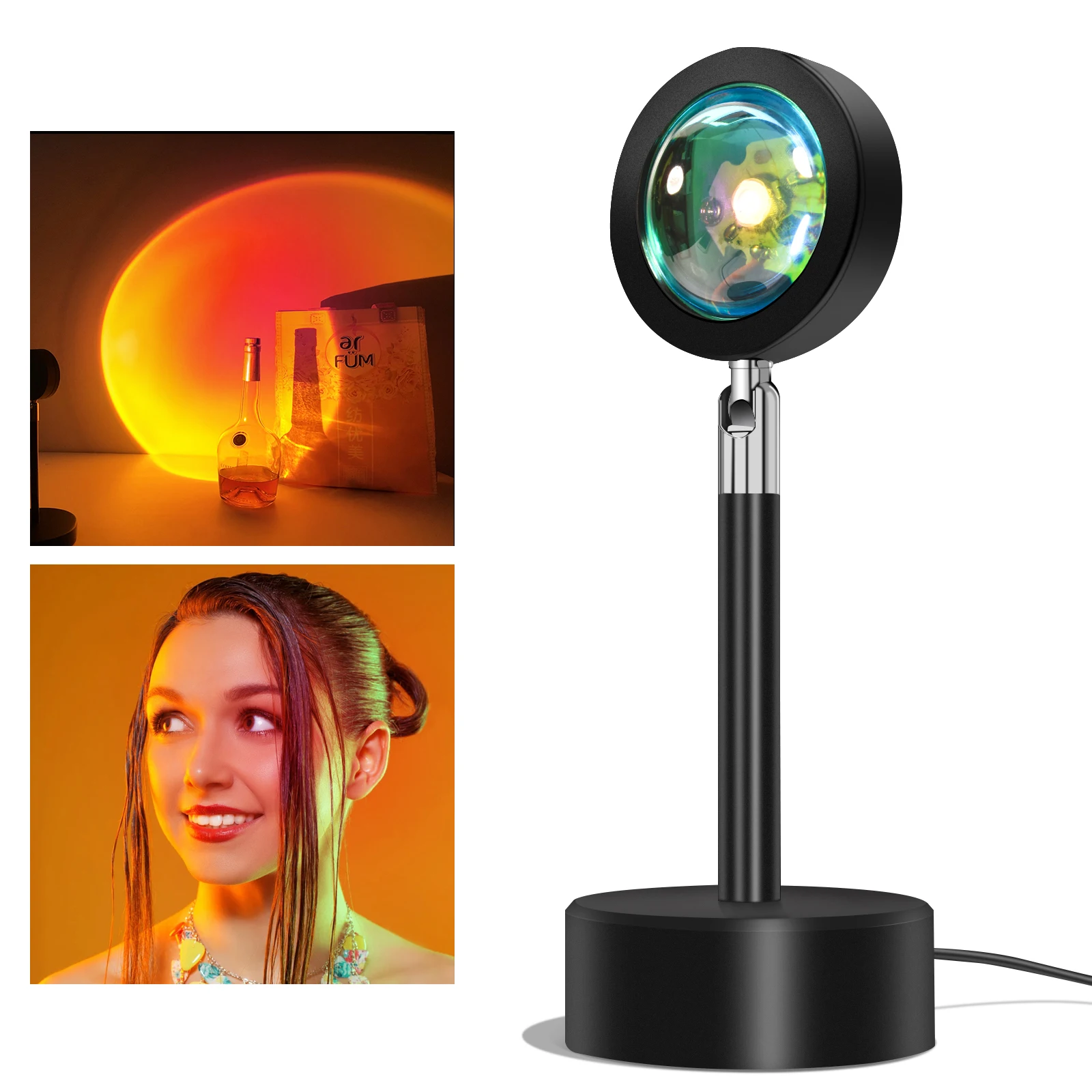 High Quality 360 Adjustable 16 Colors Atmosphere Lamp Mini Sunset Lamp Light with Remote Control RGB Sunset Projector Lamp