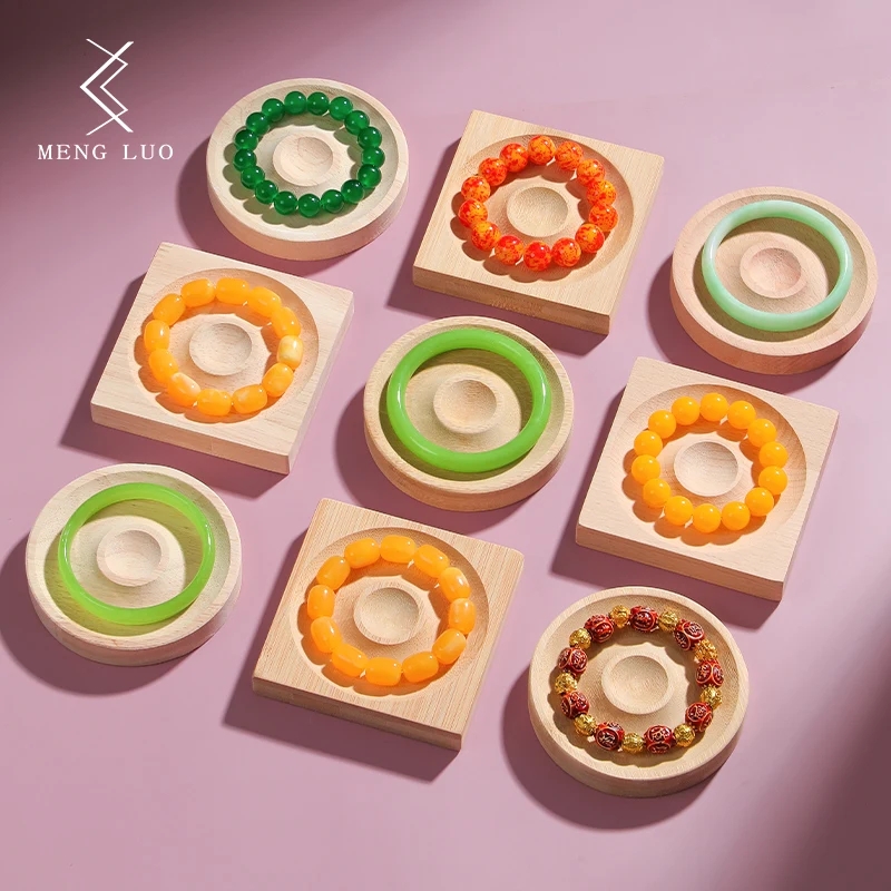 High Quality Natural Crystal Bracelet Display Stand Quality Wooden Base for Bracelet Holding Jewelry Packaging & Display