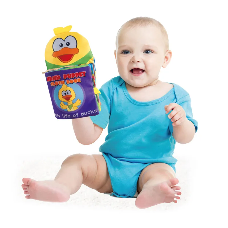 New arrival baby toys colorful cloth book hand puppets for learning